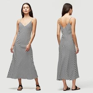 Frame Bias Cami Noir Multi Silk Maxi Dress Women’s Size XS